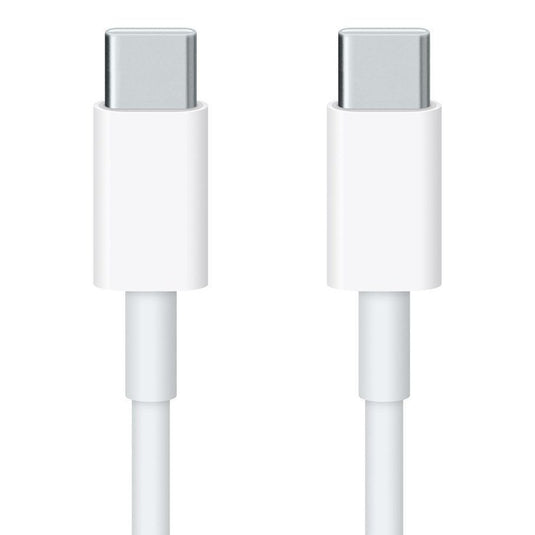 USB-C to USB-C white colored cables offering 10Gbps speeds against white background.