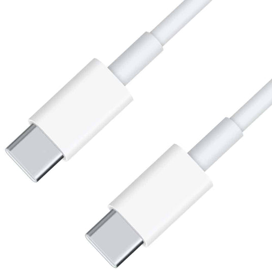 USB-C to USB-C white colored cables offering 10Gbps speeds against white background.