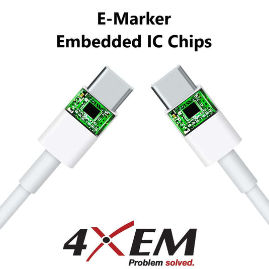 4XEM 3FT/1M USB-C TO USB-C CABLE M/M USB 3.1 GEN 2 10GBPS White