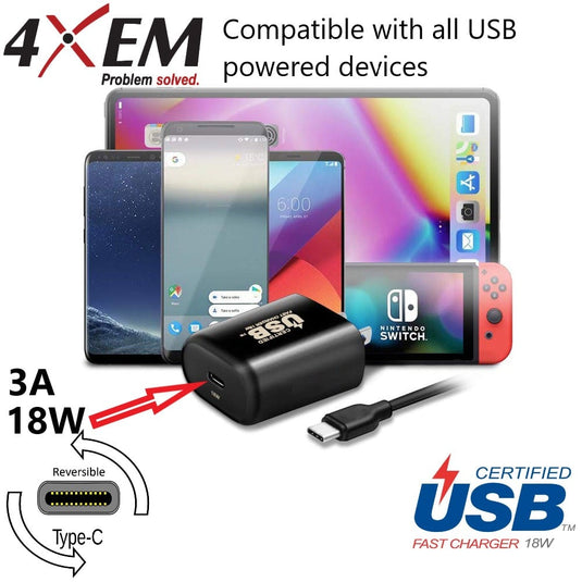 4XEM USB-C 18W PD High Speed USB C Wall Charger