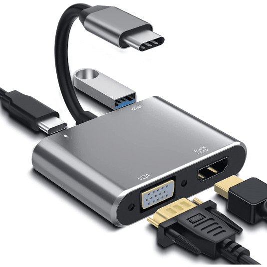 4XEM 3-Port USB-C to HDMI and VGA Dual 4K Multi-Monitor Hub