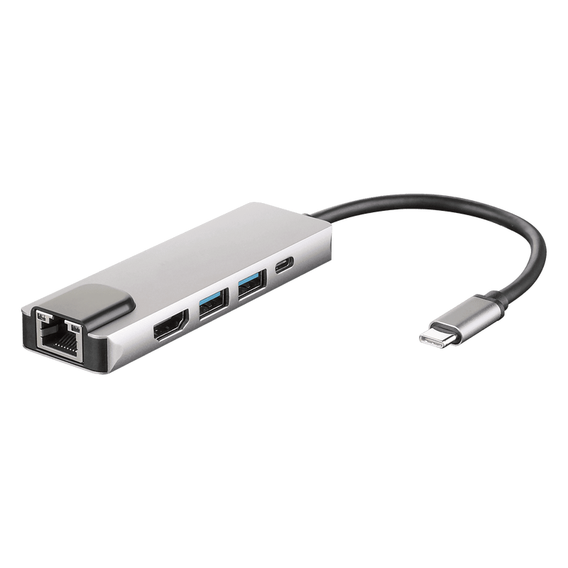 Load image into Gallery viewer, 4XEM&#39;s USB-C mulitport hub offering HDMI, ethernet, 2 USB-A and USB-C ports
