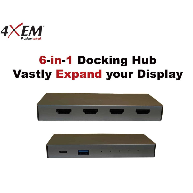 Load image into Gallery viewer, 4XEM 6-in-1 4 HDMI port USB-C Hub
