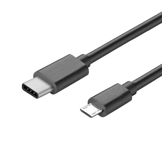 An image showing a standard USB cable and a micro USB cable, essential for connecting and powering electronic devices.