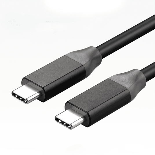 Embracing a minimalist aesthetic, two 4XEM black USB-C cables stand out boldly against a pure white background, promising seamless connectivity.