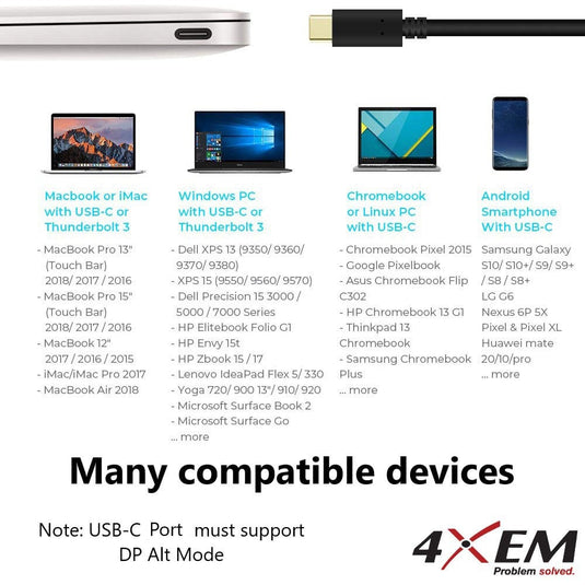 4XEM USB-C to VGA 6ft cable-Black