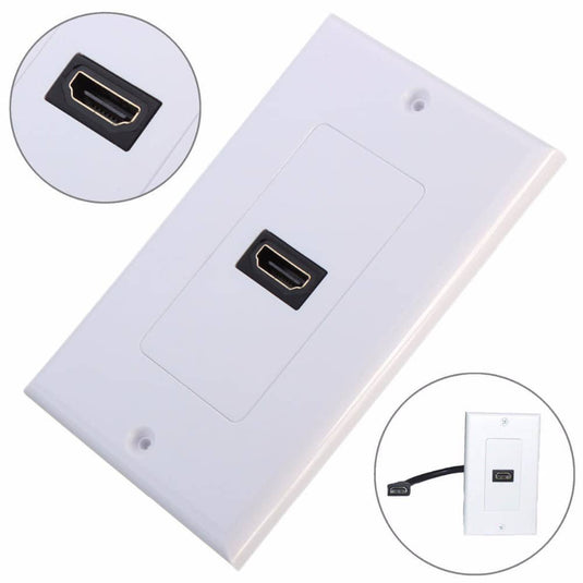 Øst Timor Poleret tre 4XEM 1 Port/Outlet Female HDMI Wall Plate (White)