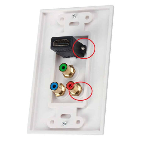 Back end image of 4XEM 1 port HDMI and RCA Wall Plate