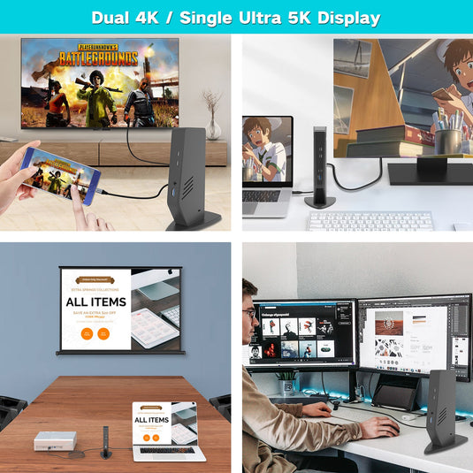 4XEM Audio Forward USB-C Dual 4K with Power Delivery Universal Docking Station