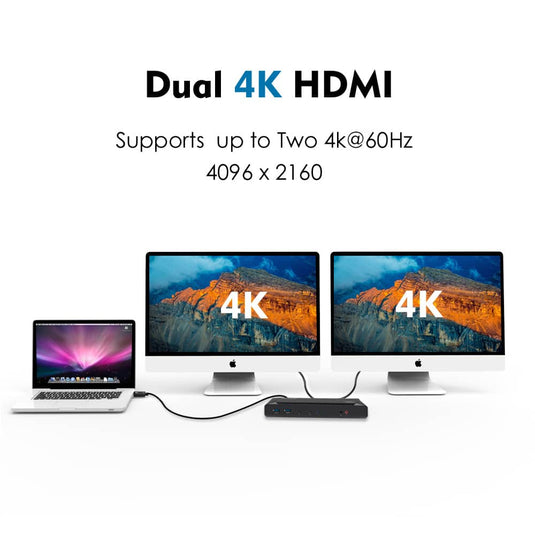 4XEM Slim USB-C Dual 4K with Power Delivery Universal Docking Station