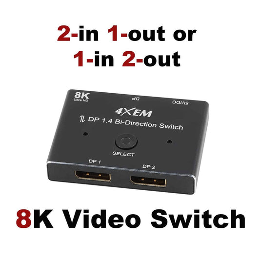 4XEM 8K DisplayPort Bi-Directional Switch