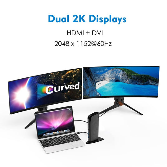 Image: The docking station supports Dual 2K displays HDMI and DVI video connections. 2K is 2048x1152@60Hz