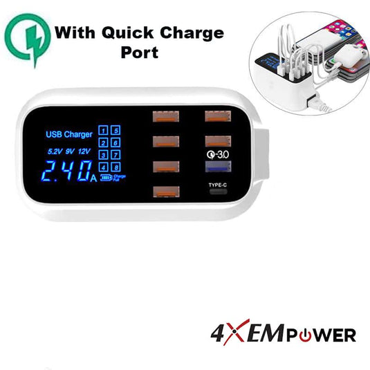 4XEM 40W 8-Port USB Desktop Charger Quick Charge QC
