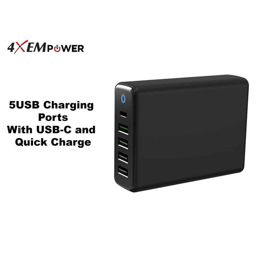 4XEM 5-Port USB Home Charger with QC & PD