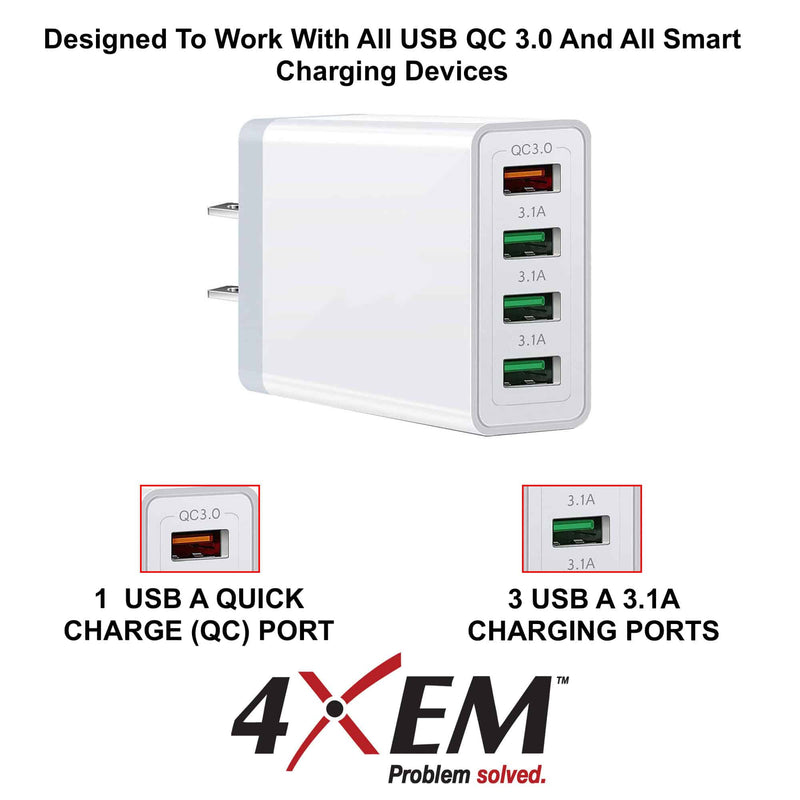 Load image into Gallery viewer, 4XEM 4-Port Charger with Quick Charge 3.0 Port
