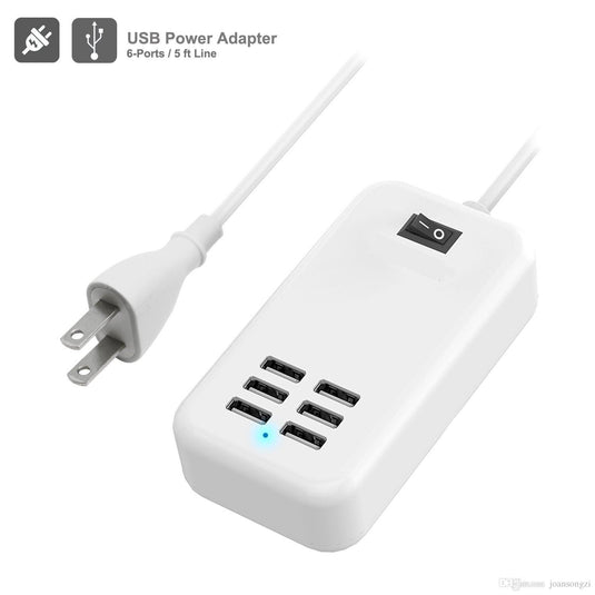 4XEM 30W 6-Port USB Power Adapter with Power Switch