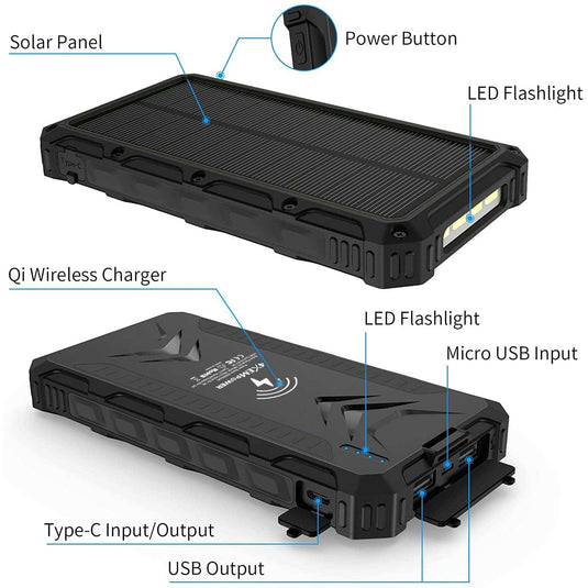 4XEM Mobile Solar Charger Black