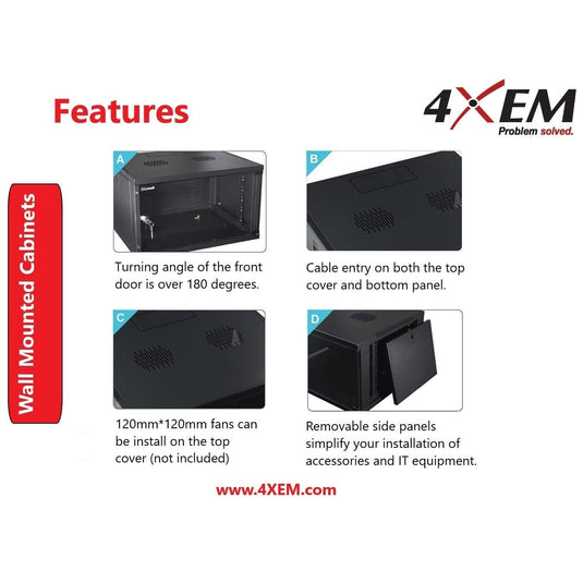 4XEM 15U 24” Deep Wall Mount Server Rack