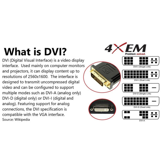 4XEM 15FT DVI-D Single Link M/M Digital Video Cable