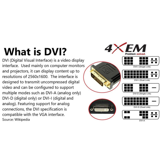 4XEM Mini DisplayPort To DVI-I M/F Adapter