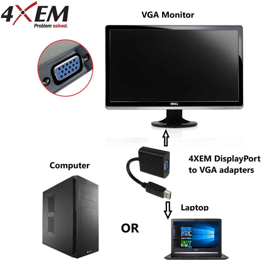 4XEM DisplayPort To VGA 10" Adapter
