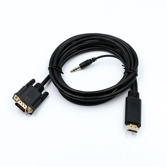 4XEM HDMI to VGA Adapter Cable With 3.5mm Audio Cable- 6FT Black