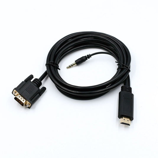 4XEM HDMI to VGA Adapter Cable With 3.5mm Audio Cable- 3FT Black