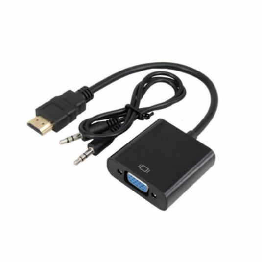 4XEM HDMI to VGA Adapter With 3.5mm Cable- Black