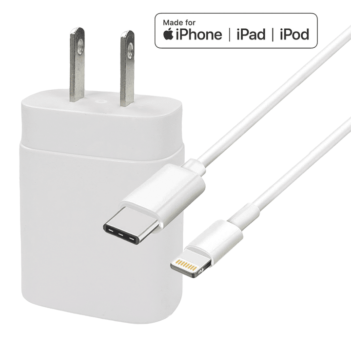 4XEM 6FT iPhone Compatible Charger Combo Kit (White) - MFi Certified