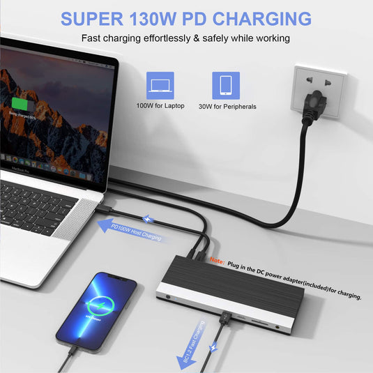 4XEM USB-C Triple Display Docking Station with Power Delivery (2HDMI + 1DP)