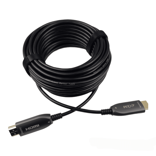 8k hdmi cable against a white bckground. showcasing 4xem logo
