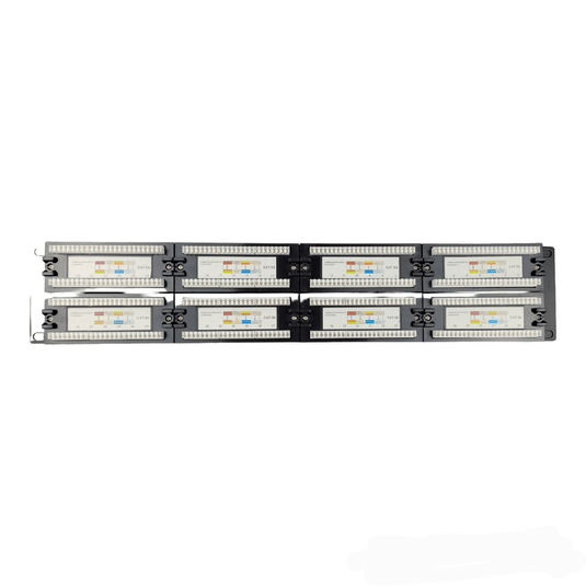 backside of 48-port cat6a patch panel