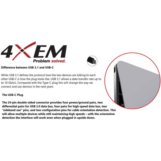 4XEM 10 inch USB-C to DVI Adapter Black