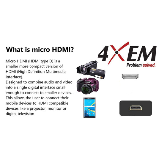 4XEM 3FT Micro HDMI To HDMI Adapter Cable
