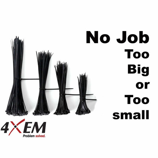 4XEM 100 Pack 8" Reusable Cable Ties - Black Medium Nylon/Plastic Zip Tie