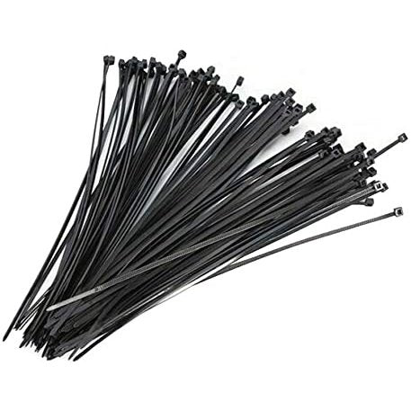 4XEM 100 Pack 8" Cable Ties - Black Medium Nylon/Plastic Zip Tie