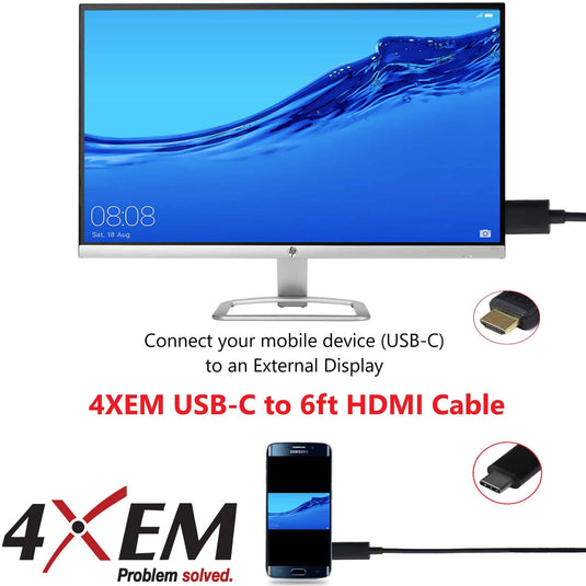 4XEM USB-C to HDMI 6ft Adapter cable Black