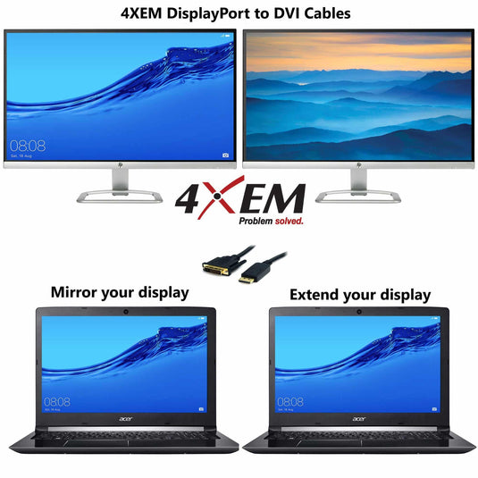 4XEM 6FT DisplayPort To DVI-D Dual Link M/M Cable