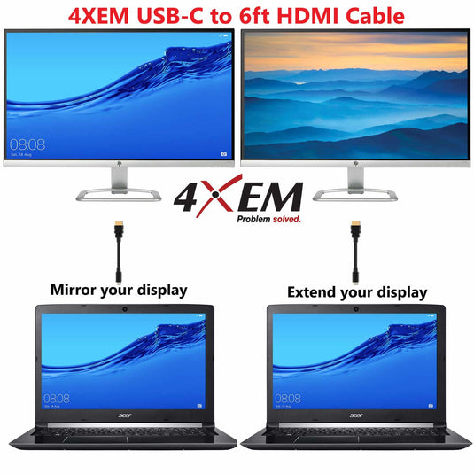 4XEM USB-C to HDMI 6ft Adapter cable Black