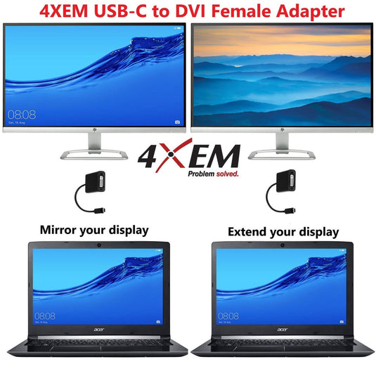 4XEM USB-C to DVI Adapter- White