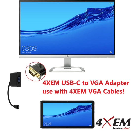 4XEM USB-C to VGA Adapter - White 10 inch